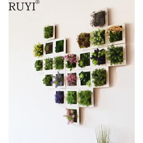 Modern Pastoral Simulation Succulent Plants Potted Photo Frame Wall Decoration Artificial Flowers Plant Wall Home Decoration