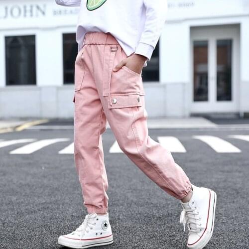 Girls Sport Pants Solid Color Cargo Pants For Girls Boys Autumn Winter Children Pants Teenage Girls Clothes 4 5 6 8 10 12 Years