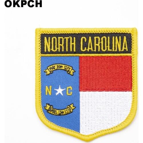 U.S.A North Carolina State Iron On Patch Embroidered Clothes Patch For Clothing Stickers Garment 10pcs 6*7cm UPI-0208-S