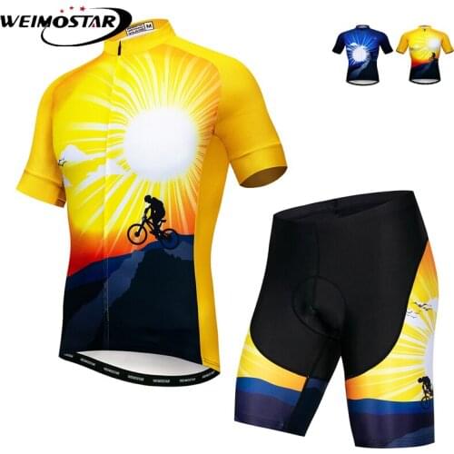 Weimostar Summer Cycling Clothing Men Pro Team Cycling Jersey Set Quick Dry MTB Bike Clothing Suit Uniform Bicycle Wear Maillot