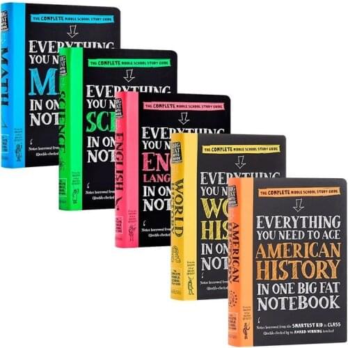 American Juvenile Xueba Notes 5 Books Science + English + Mathematics + World History + American History ScienceTextbook Notes