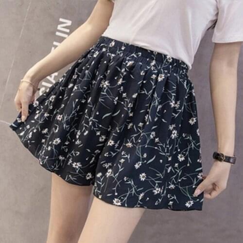 Loose Boho Floral Casual Women Chiffon Shorts Plus Size Polka Dot Shorts Summer Ladies Streetwear