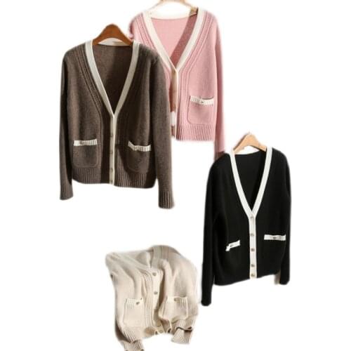 Addonee new fashion womens cashmere sweater v-neck long-sleeved sweater high quality and soft