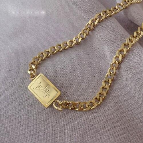 Gothic Street Style Womens Necklace Letter Stainless Steel Necklace Fashion Accessories Neck Thick Chain 2021