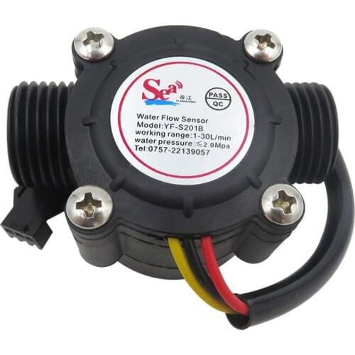 1pc G1/2 Hall Effect Water Flow Sensor Switch Flowmeter DC5V 1-30L/min Gray/White/Black Male SM-3P Connector 10mA(DC 5V)