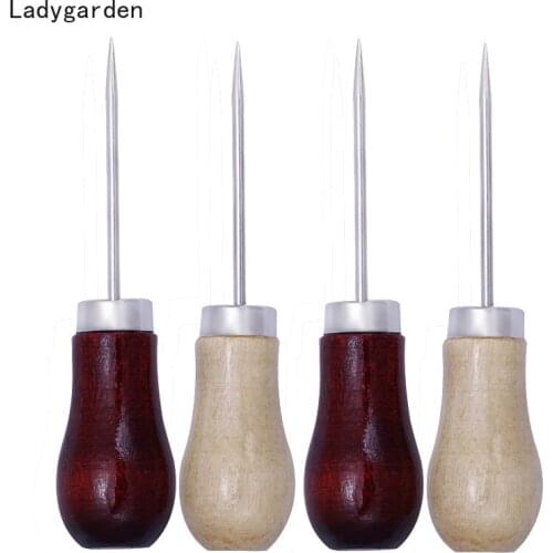 10PCS Professional Leather Wood Handle Awl Tools Sewing Accessories Stitching Awls Leather Craft Stitching Sewing Accessories