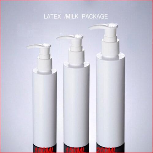 100/150/200G PET plastic bottle White w flat white shoulder emulsion pressure pump empty makeup cosmetic container Packaging