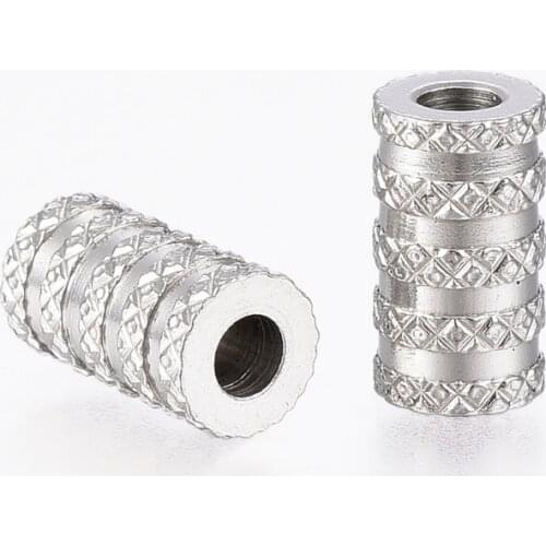 100pcs 304 Stainless Steel Grooved Column Tube Beads for jewelry making DIY Accessories,Stainless Steel Color,11x6mm, Hole: 3mm