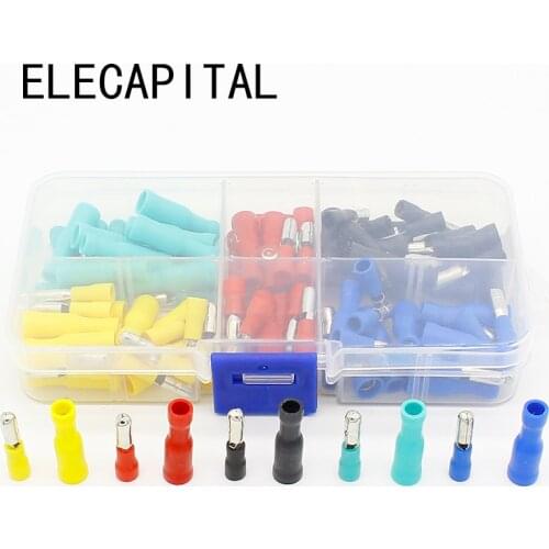100pcs/set 5 colors 16~14AWG Male Female Bullet Connector Crimp Terminals Wiring