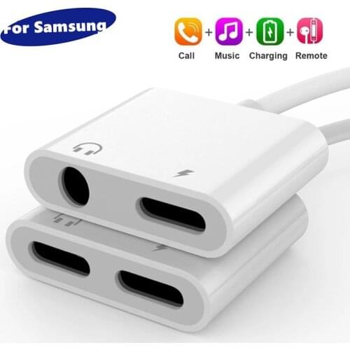 2 In 1 Type C To 3 5 Jack Charger Adapter For Samsung Note 10 Plus S21 S20 Fe Note 20 Ultra USB C Splitter Dual Type-c Converter