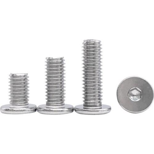 20pcs M6 Allen ultra-thin big flat head screws hex socket C headel screw mechanical bolt steel stainless steel 6mm-30mm length