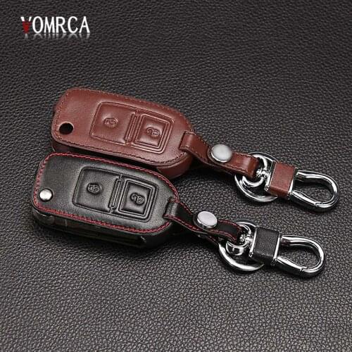 2016 Praise leather key cover case for VW Amarok Polo Golf MK4 MK5 Bora Jetta for Skoda Seat Altea Alhambra 2 buttons
