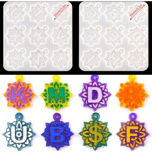 2021 Alphabet Capital Letter Resin Molds Key Chain Pendant Epoksi Silikon Kalip Jewelry Keychain Manualidades Para Bisuteria