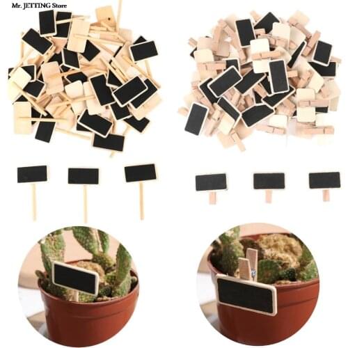 50Pcs Mini blackboard wood message slate rectangle clip clip panel card memos label