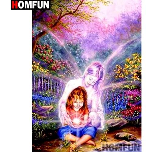 HOMFUN Full Square/Round Drill 5D DIY Diamond Painting "butterfly fairy" Embroidery Cross Stitch 5D Home Decor Gift A13810