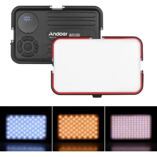 Andoer Mini LED Video Light Fill Lamp 2500K-8500K Dimmable IP63 Waterproof Large Capacity 4800mAh Battery Cold Shoe Ball Head