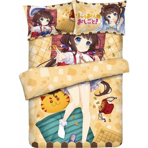 Anime ryuoh no oshigoto! Ai Hinatsuru Comforter Set Bed Flat Sheet Quilt Cover Pillowcase The Ryuos Work is Never Done Bedding