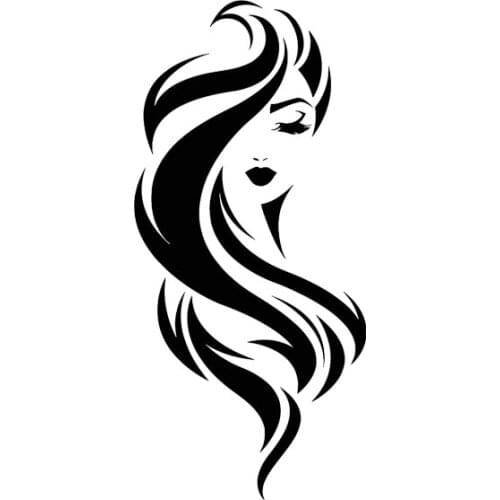 Car Sticker Sexy Long Hair Quiet Girl Face Fantasy Style Car Accessories Decoration PVC Car Sticker Black/White, 19cm*9cm