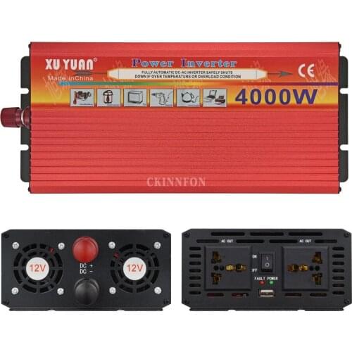 20Pcs/Lot 4000W Solar Car Power Inverter LED DC12/24V to AC110/220V Sine Wave Converter Interfaces