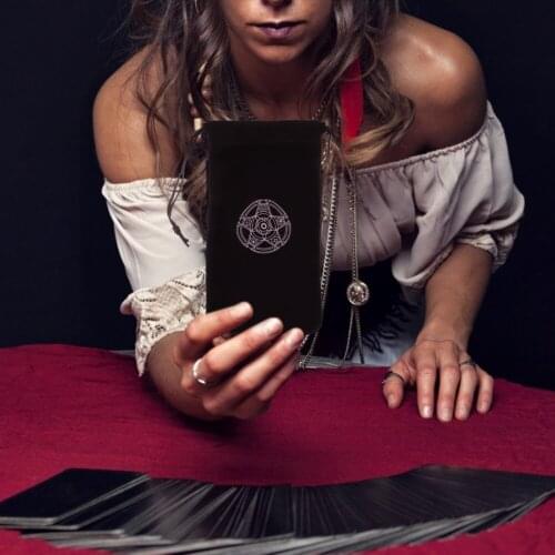 Velvet Pentagram Tarot Storage Bag Board Game Velvet Cards Cloth Pocket Tarots Embroidery Drawstring Package 19X10CM