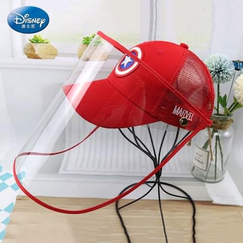 Disney Anime Captain America Baseball Cap For Boys Girls Protective Caps Summer Breathable Mesh Anti-spray Saliva Isolation Hat