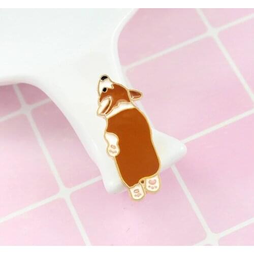Cute Cartoon Animal Brooches Corgi Womens Brooch Enamel Pins Backpack Hat Clothes Decoration Badge for Women Alloy Jewelry Gift