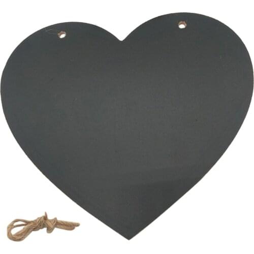 Black Wooden Black Board Heart Shaped Chalk Board Sign Message Board Memo Board Display Hanging Crafts
