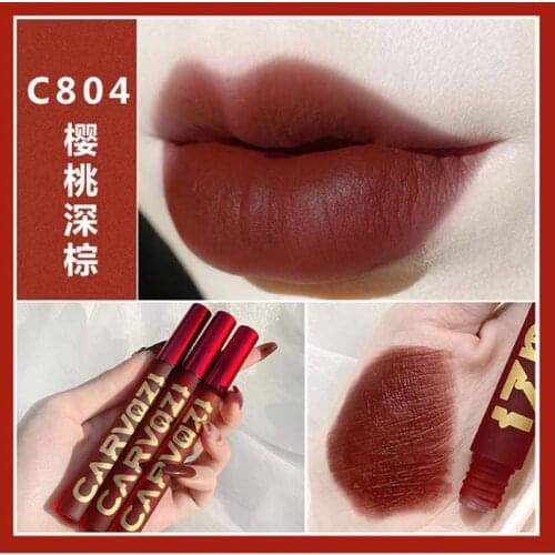CVZ velvet matte lipstick sexy red appearance long lasting waterproof dark red brown orange lip tint AC364