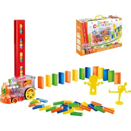Electric Domino Train Toy With Lights Sounds Dominos Car Model Vehicle Educational Home Toys Blocks Game For Children Boy Girl