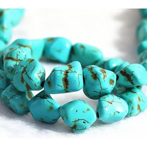 Vintage style 9-11mm synthetic calaite turquoises stone irregular shape 3 color loose beads jewelry findings spacers 15inch B288