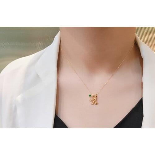 JL516 Solid 18K Yellow Gold Nature Green Emerald 0.1ct Gemstones Pendants Necklaces for Women Fine Jewelry for Women Gifts