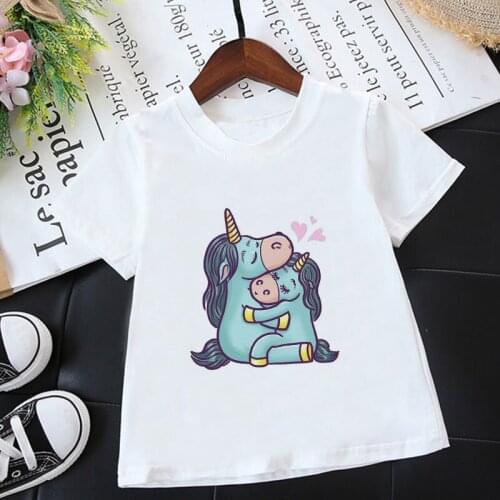 Summer Unicorn Mom Love Baby Print Girls Tees Unisex Boys Clothes Casual Tshirt Girl Cute T Shirt Kids 2 3 4 5 6 7 8 9 Years Old