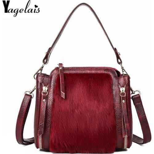 Fashion Rabbit Fur Womens Handbag 2020 Luxury Crossbody Womens Leather Bag Fashion Wallet Bolsa feminina