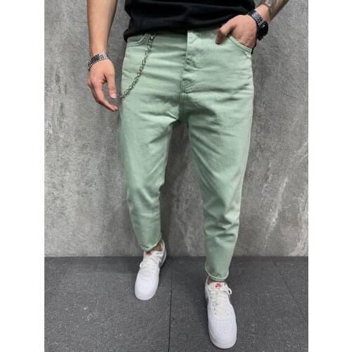 Premium Boyfriend Chained Green Mens Jeans