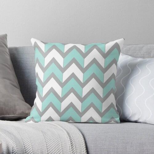 Minty Chevrons Throw Pillow Cushion Cover Polyester throw pillows case on sofa home living room car seat decor 45x45cm