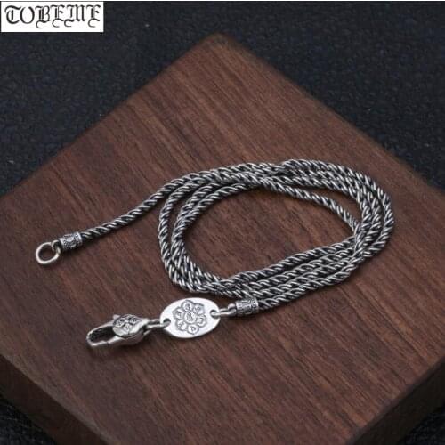 100% 925 Silver Tibetan Six Words Proverb Necklace Buddhist OM Vajra Dorje Necklace Real 925 Sterling Tibetan Necklace