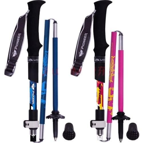 1 pair Collapsible Adjustable Hiking Trekking Poles Aluminum and Carbon Fiber Best Folding Collapsible Nordic Walking Sticks