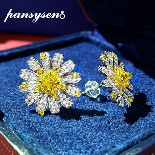 Женские золотые серьги PANSYSEN China At AliExpress