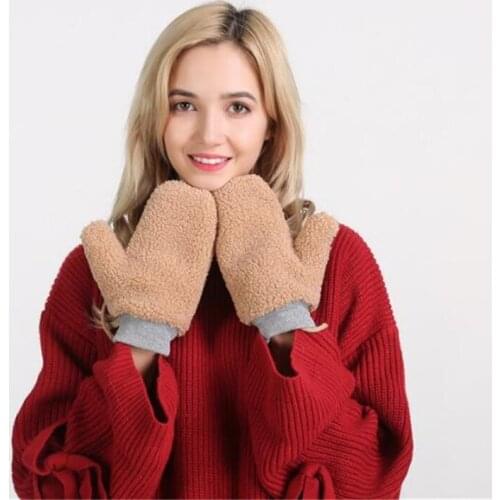 IANLAN Winter New Womens Warm Teddy Fleece Gloves Neck Hang Style Mittens Girls Solid Soft Gloves IL00436