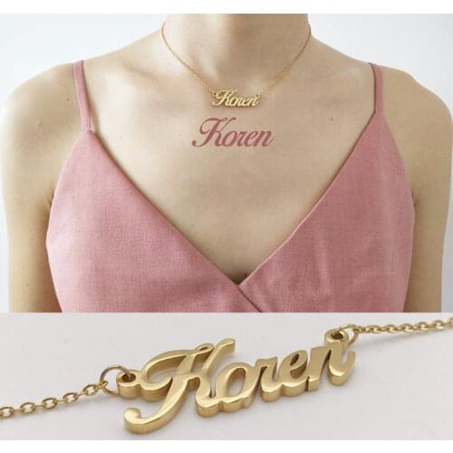 Custom Name Necklace Fashion Jewelry Gifts Stainless Steel Pendant Personalized Old English Arabic Choker Necklace For Women