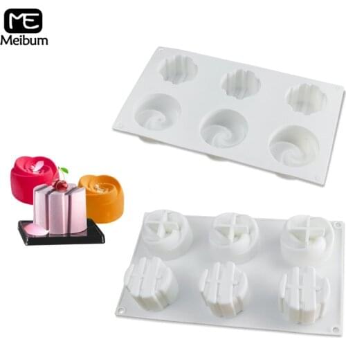 Meibum 6 Cavity Rose Shape Cake Silicone Mold DIY Muffin Chocolate Mould Cheese Mousse Dessert Modle Kitchen Baking Tools