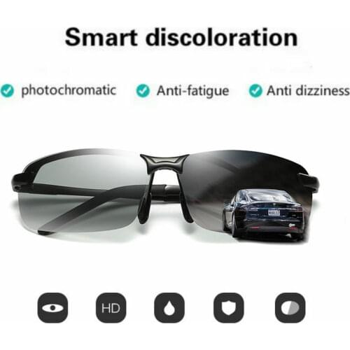 Alloy Photochromic Sunglasses Men Polarized Chameleon Glasses Change Color Sun Glasses Day Night Vision Driving Goggles