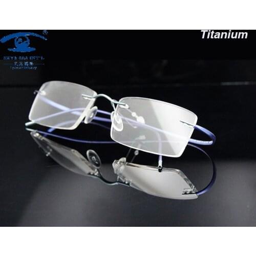 Ultra-light Memory Titanium Glasses Frame Men Rimless Myopia Glasses in Optical Lens Rx Prescription Eyeglasses Frames