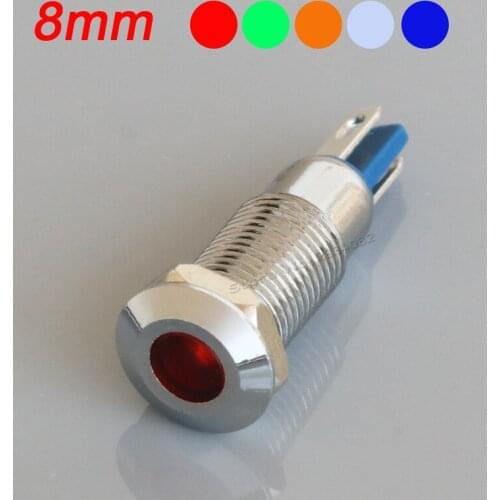 8mm indicator light LED signal lamp high quality metal 12V 24V 220V red yellow green white 2 pin colorful S8-D light NEW