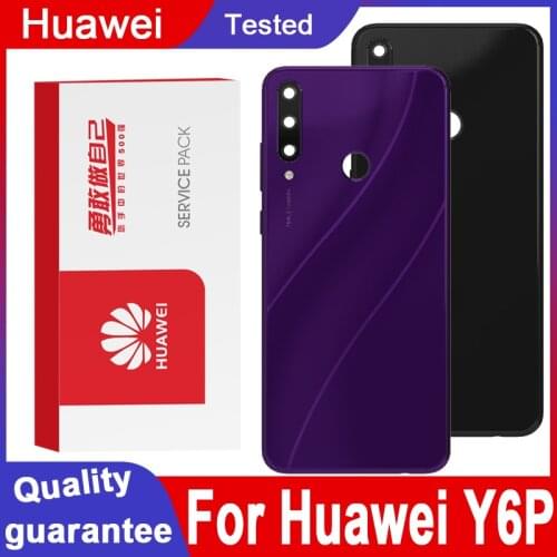 High quality For Huawei Y6p Back Battery Door Cover + Camera Glass Lens + Side Keys For Huawei Y6p Rear Housing Replacement