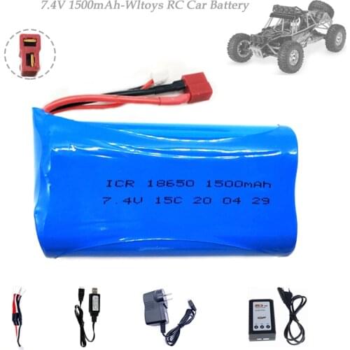 Wltoys Car 12428 7.4V 2s 1500mAh Lipo Battery With Charger For Wltoys 12423 12401 12402 12403 12404 1/12 1:12 RC Car Baot Parts