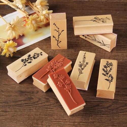 XINAHER Vintage grass plants stamp DIY wooden rubber stamps for scrapbooking stationery scrapbooking standard stamp