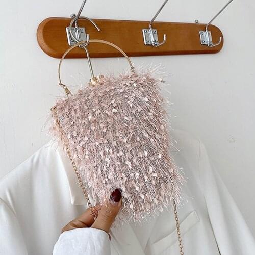 Golden Tassel Handbag Womens Evening Clutch Bag Iron Chain Wedding Bridal Shoulder Bag Party Banquet K058