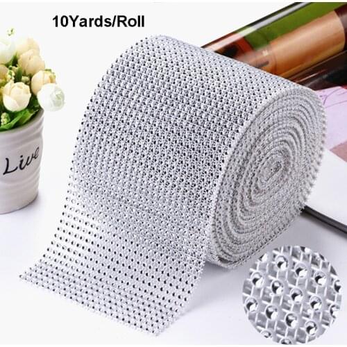 1yards/lot 24Rows Rhinestones Chain Cup Chain Rhinestone Mesh Trimming Hollow Imitation Crystal Ribbon For Wedding Decoration