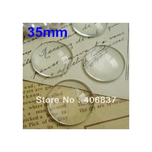 20pcs/lot, Good Quality 35mm Domed Round Transparent Clear Magnifying Glass Cabochon